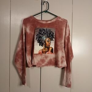 Love J Pink Tie-Dye Crop Top with Artistic Print Medium (0547A1)